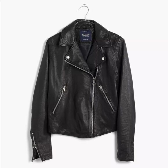 Madewell washed leather Moto jacket - Picture 3 of 8